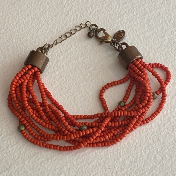 C Jewelry - Red Seed Bead Multi Strand Bracelet | Vintage Southwest Boho Beaded Bracelet